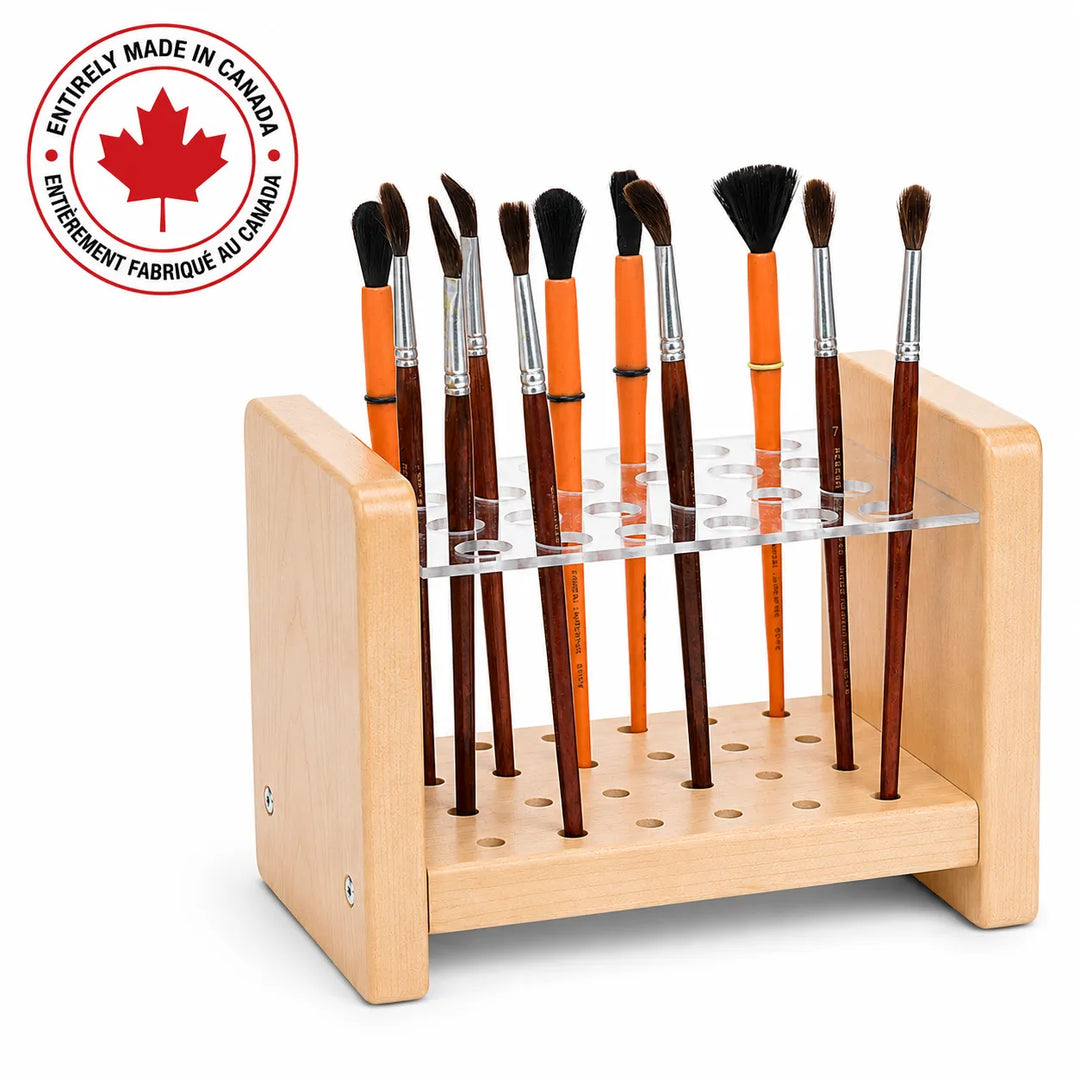 Maple solid wood paint brush organizer - made in Canada
