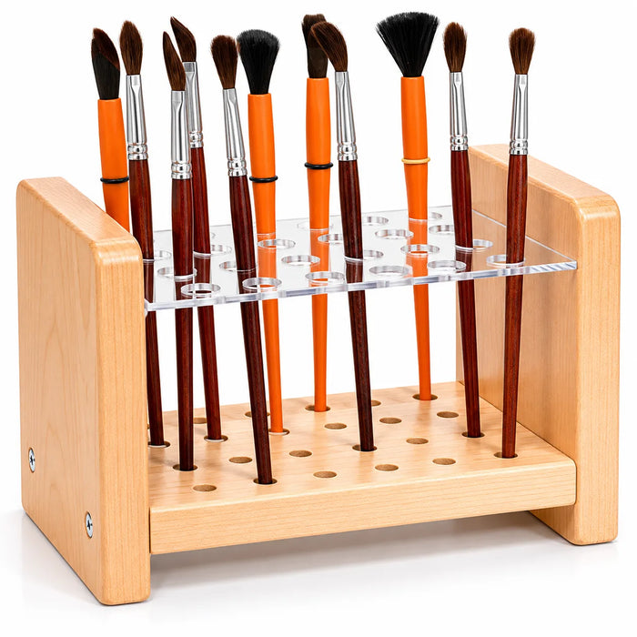 Maple solid wood paint brush organizer