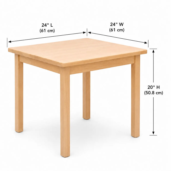 Solid wood square table and 2 chair set - dimensions of the table : 24" L x 24" W x 20" H
(61 cm x 61 cm x 50.8 cm)