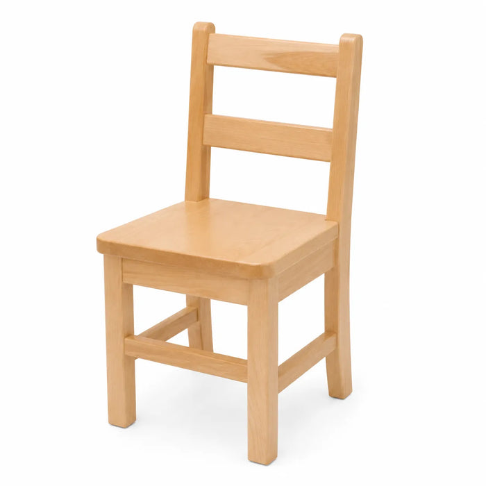 Solid Maple or Birch Wood durable Square Table and 2 chairs set for children - 1 chair only on white background - Goldtex