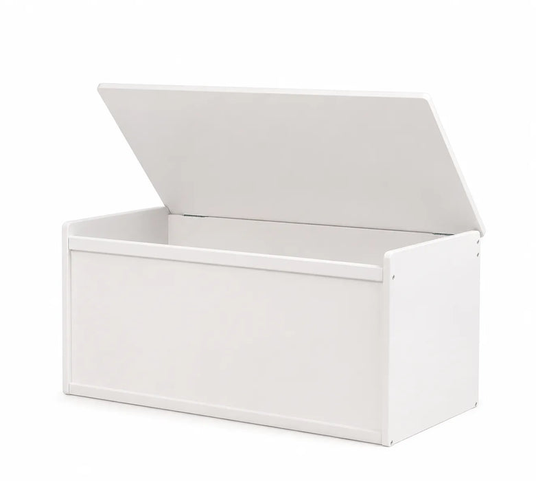 White hard wooden storage box with safety lid on a white background - goldtex