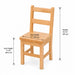 Hard Kids Wooden chair with measurements on a white background