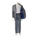 Soul of London 2-piece silver kids suit displayed on a mannequin with inner jacket lining visible.