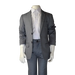 Soul of London 2 pc silver kids suit displayed on a mannequin with a white shirt.