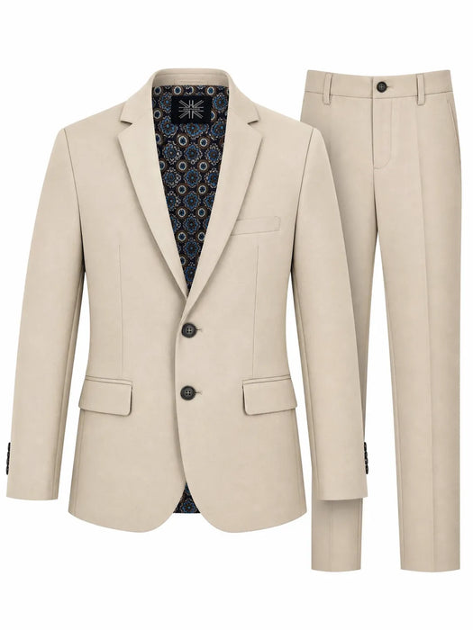 Soul of London boys sand suit displayed on a white background, showing jacket and pants.