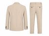 Soul of London boys sand suit jacket and pants shown from the back on a white background.