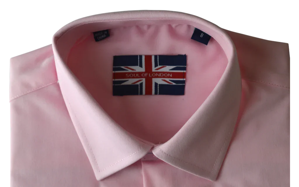 Soul of London® - Soul of London Boys Slim Fit Stretch Dress Shirt – Long Sleeve PINK