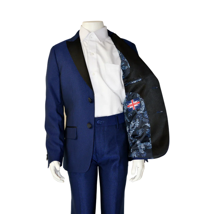 Soul of London® - Soul of London® Kids Solid Dress Shirt 2-Piece Suit – Blue Tuxedo