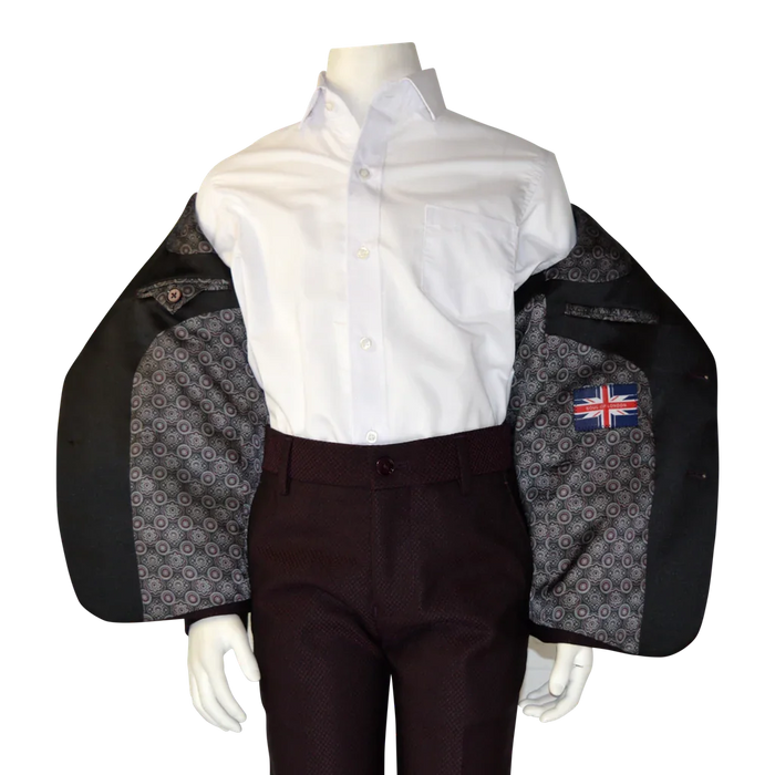 Soul of London® - Soul of London® Kids Solid Dress Shirt 2-Piece Suit – Burgamdy