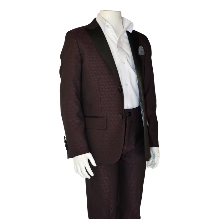 Soul of London® - Soul of London® Kids Solid Dress Shirt 2-Piece Suit – Burgamdy