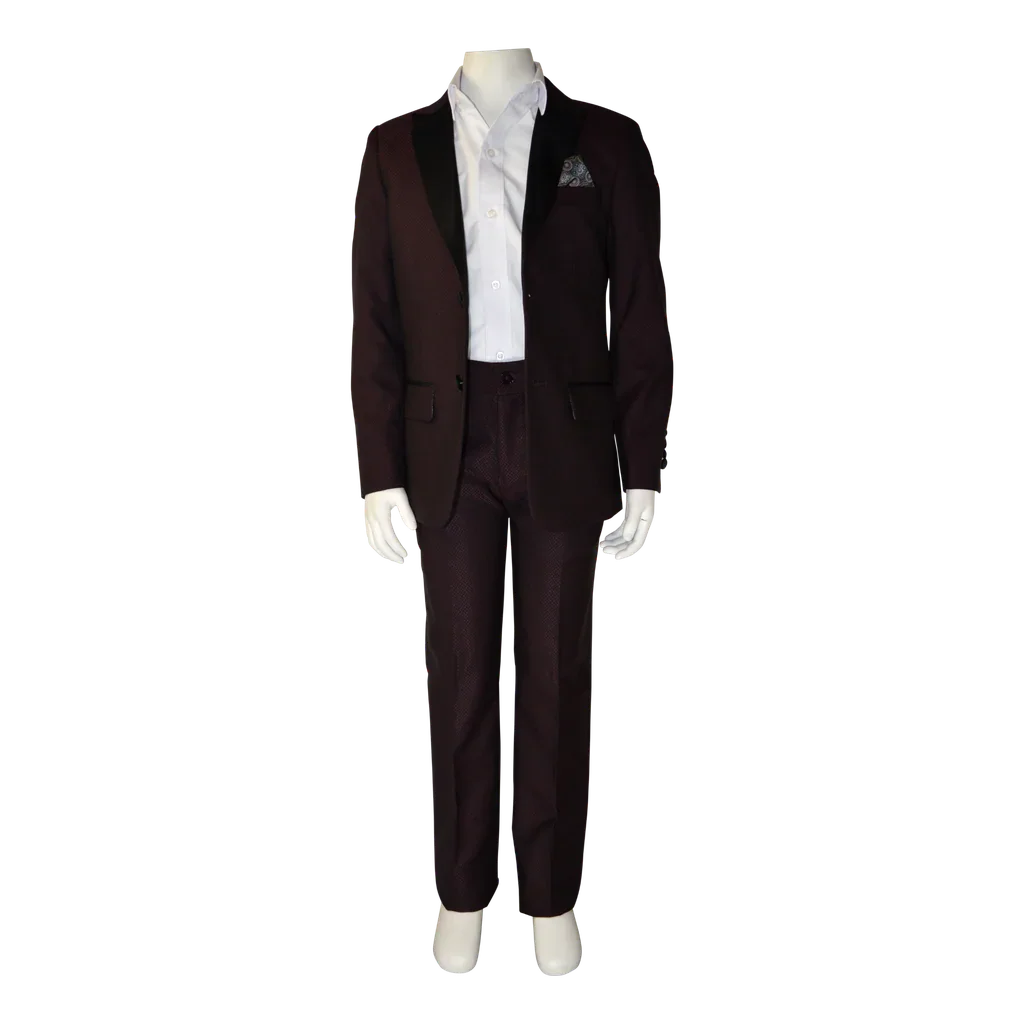 Soul of London® - Soul of London® Kids Solid Dress Shirt 2-Piece Suit – Burgamdy