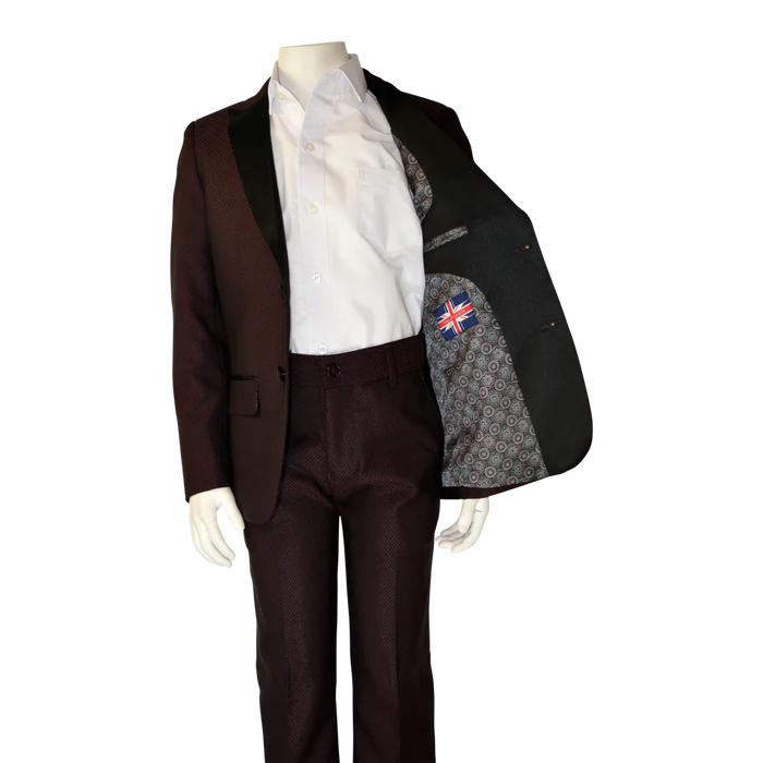 Soul of London® - Soul of London® Kids Solid Dress Shirt 2-Piece Suit – Burgamdy