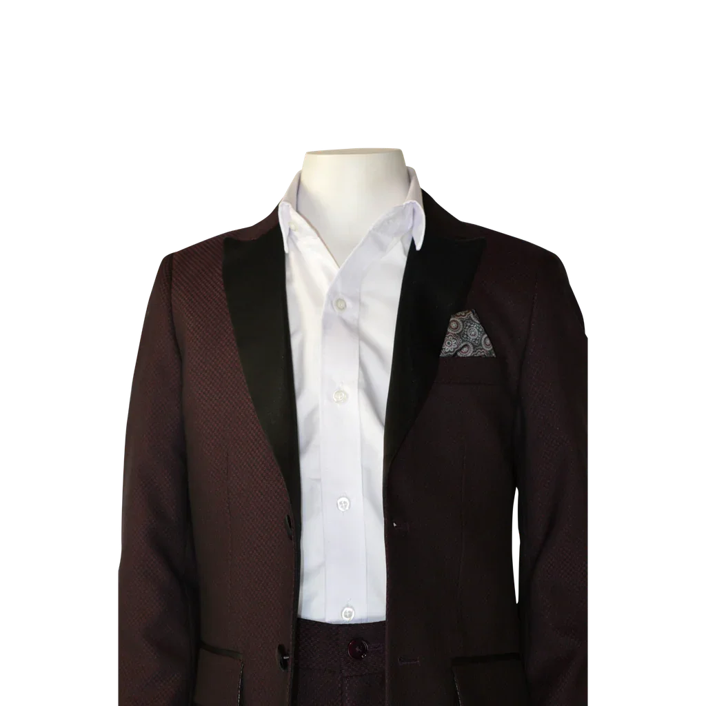 Soul of London® - Soul of London® Kids Solid Dress Shirt 2-Piece Suit – Burgamdy