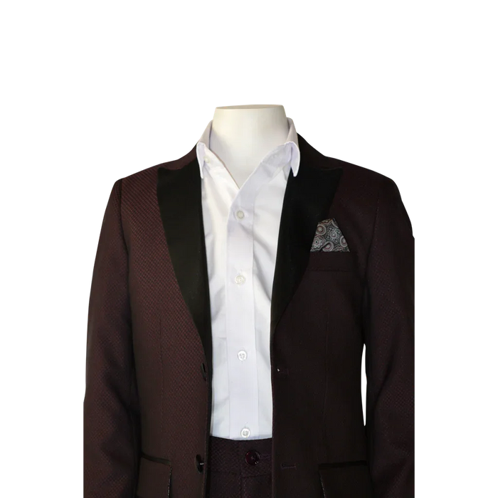 Soul of London® - Soul of London® Kids Solid Dress Shirt 2-Piece Suit – Burgamdy