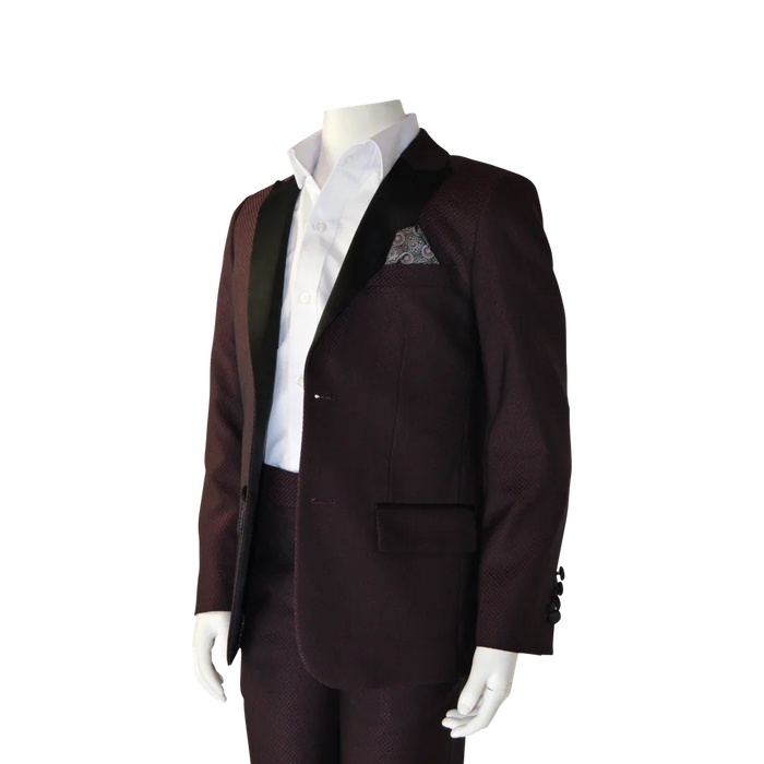 Soul of London® - Soul of London® Kids Solid Dress Shirt 2-Piece Suit – Burgamdy