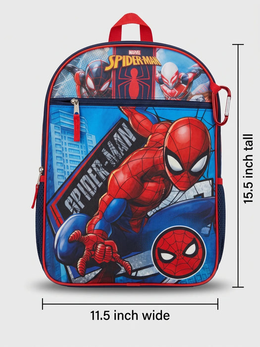 Marvel Spider-Man 5-Piece Kids School Backpack Set with Attachable Lunch Box