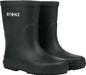 Stonz waterproof black rain boots for toddlers shown in a side-by-side product display.