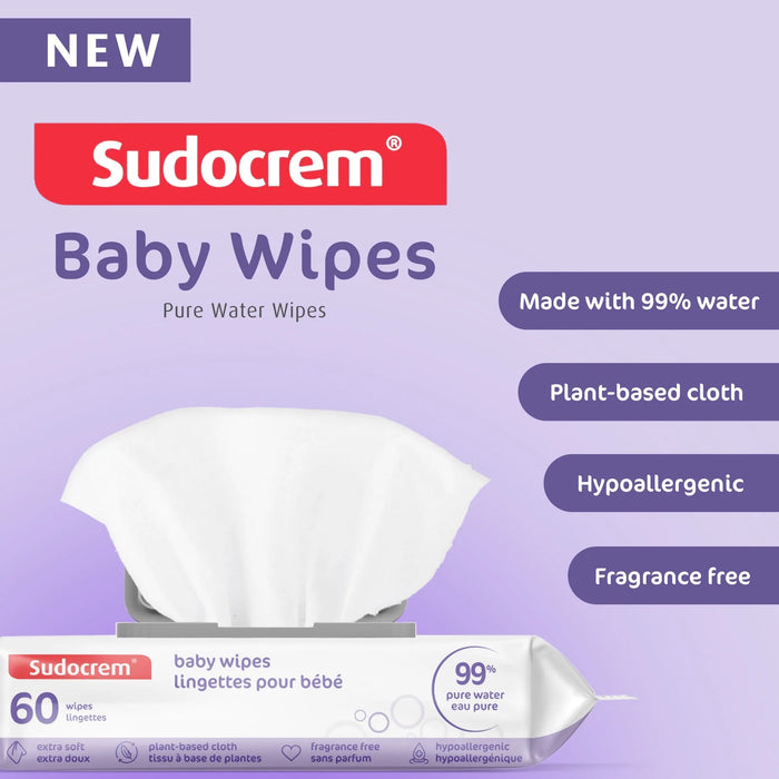 Sudocream® Pure Water Baby Wipes | Extra Large & Ultra Soft 480 Count