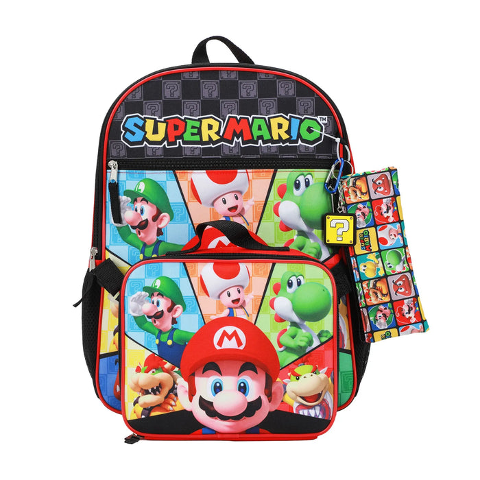 Sac à dos pour enfant Super Mario® avec Mario, Luigi, Yoshi et Toad - Multicolore