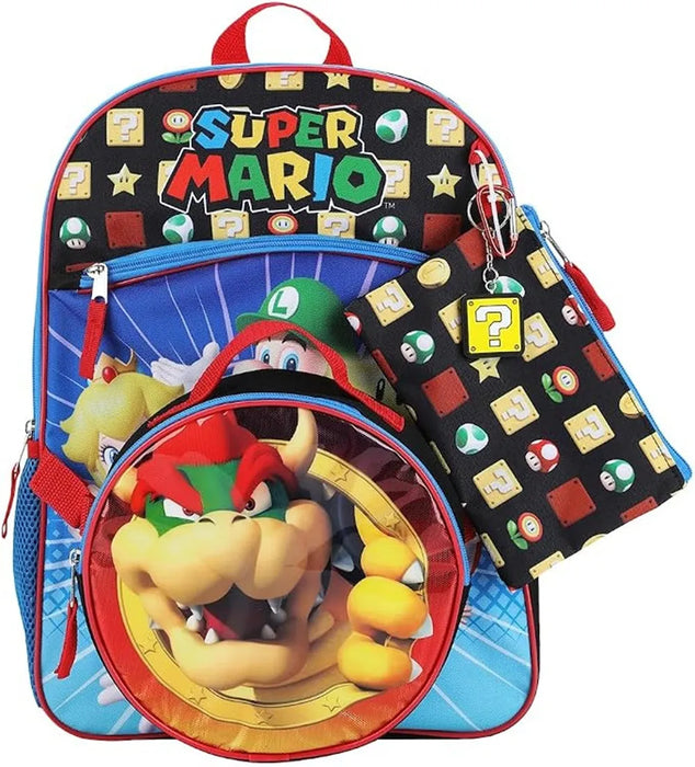 Ensemble sac à dos et boîte à lunch 5 pièces Super Mario® pour enfants, Bowser - Multicolore
