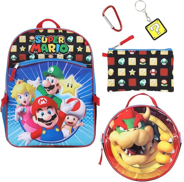 Ensemble sac à dos et boîte à lunch 5 pièces Super Mario® pour enfants, Bowser - Multicolore
