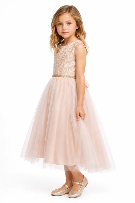 Sweet Kids® Metallic Jacquard & Tulle Special Occasion Dress – Style SK805 | Sizes 2–14