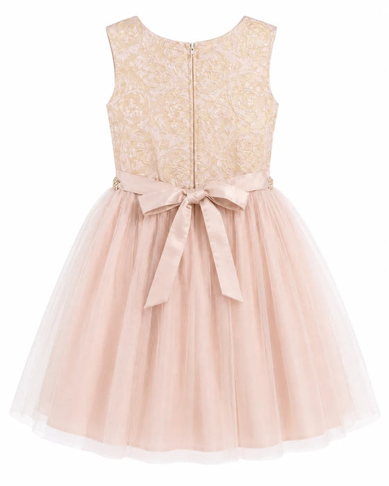Sweet Kids® Metallic Jacquard & Tulle Special Occasion Dress – Style SK805 | Sizes 2–14