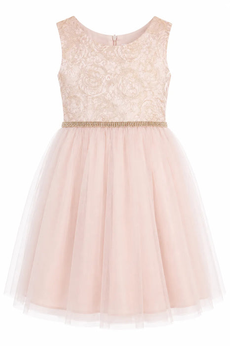Sweet Kids® Metallic Jacquard & Tulle Special Occasion Dress – Style SK805 | Sizes 2–14