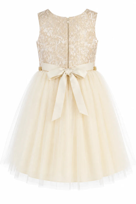 Sweet Kids® Metallic Jacquard & Tulle Special Occasion Dress – Style SK805 | Sizes 2–14