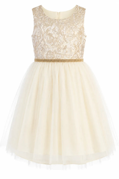 Sweet Kids® Metallic Jacquard & Tulle Special Occasion Dress – Style SK805 | Sizes 2–14