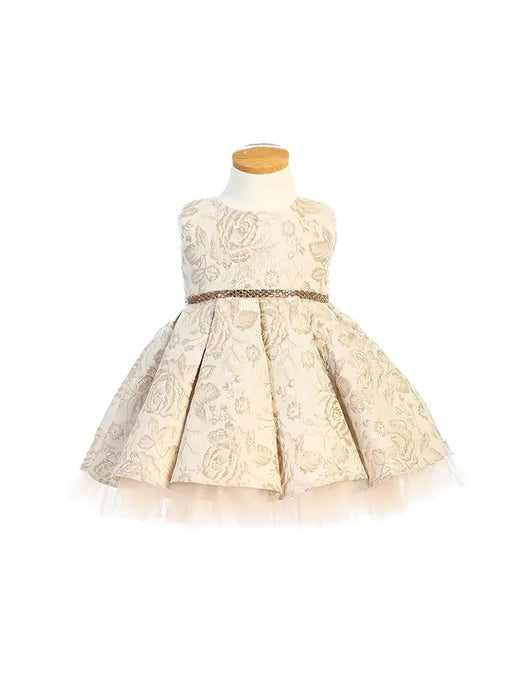 Sweet Kids® - Sweet Kids Girls’ Metallic Floral Jacquard Dress with Tulle Hem – Special Occasion Dress (2T–16) - SK831