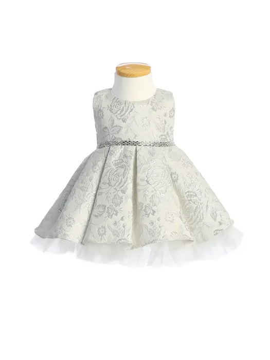 Sweet Kids® - Sweet Kids Girls’ Metallic Floral Jacquard Dress with Tulle Hem – Special Occasion Dress (2T–16) - SK831