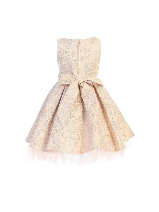 Sweet Kids® - Sweet Kids Girls’ Metallic Floral Jacquard Dress with Tulle Hem – Special Occasion Dress (2T–16) - SK831