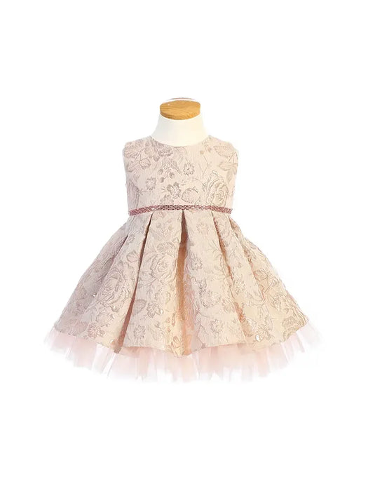 Sweet Kids® - Sweet Kids Girls’ Metallic Floral Jacquard Dress with Tulle Hem – Special Occasion Dress (2T–16) - SK831