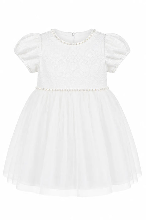 Robe de fête en jacquard et tulle Sweet Kids® pour bébés filles avec garniture de perles – Tailles M-24M
