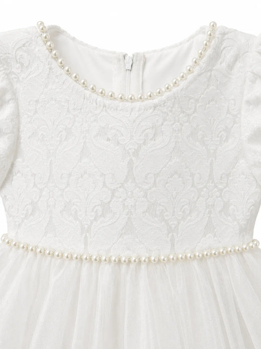 Robe de fête en jacquard et tulle Sweet Kids® pour bébés filles avec garniture de perles – Tailles M-24M