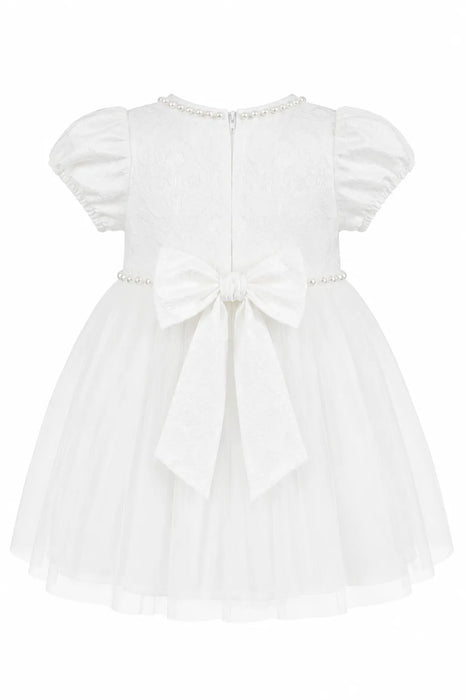 Robe de fête en jacquard et tulle Sweet Kids® pour bébés filles avec garniture de perles – Tailles M-24M