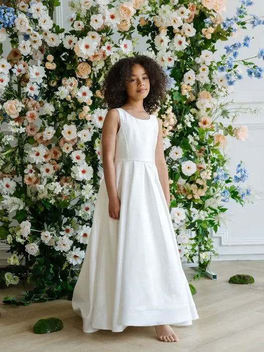 Teter Warm® Caroline Off-White Flower Girl Dress with Removable Bow F261