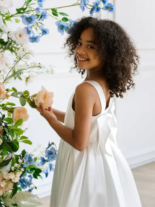 Teter Warm® Caroline Off-White Flower Girl Dress with Removable Bow F261