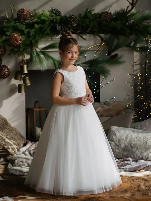 Teter Warm® Danica Off-White Lace Communion Dress with Pearl Back Detail SK23