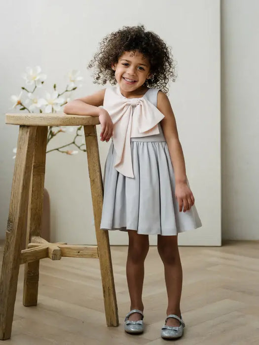 Teter Warm® Electra Pink Grey Party Dress with Bow Neckline CX02