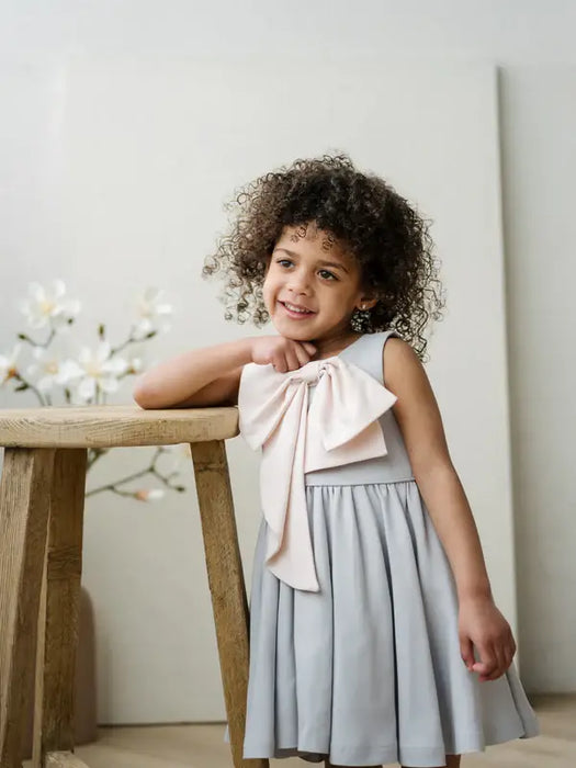 Teter Warm® Electra Pink Grey Party Dress with Bow Neckline CX02