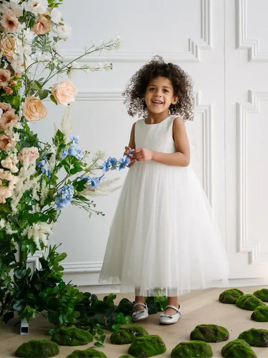 Teter Warm® Lanie Off-White Lace Flower Girl Dress with Tulle Skirt FS22