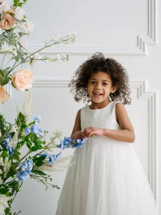 Teter Warm® Lanie Off-White Lace Flower Girl Dress with Tulle Skirt FS22