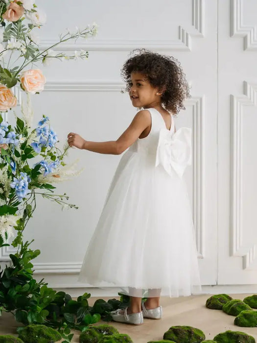 Teter Warm® Lanie Off-White Lace Flower Girl Dress with Tulle Skirt FS22