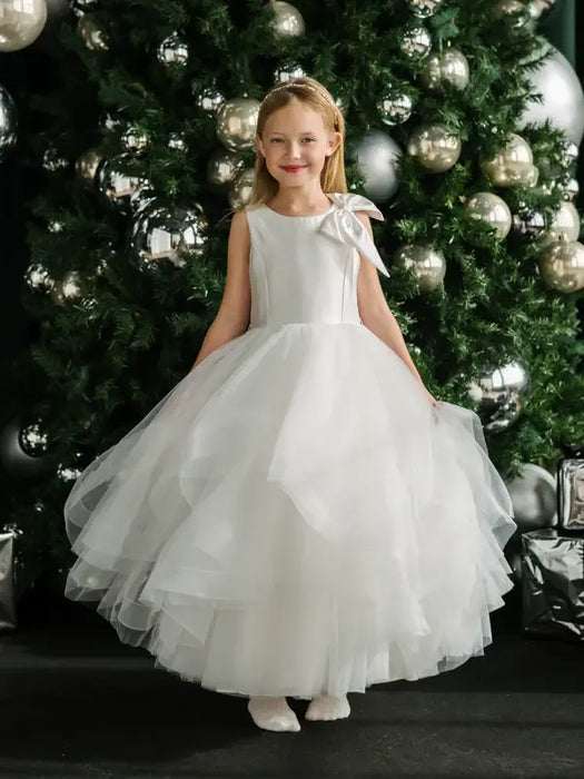 Teter Warm® Michaela Tiered Tulle Communion Dress with Satin Bow JK40