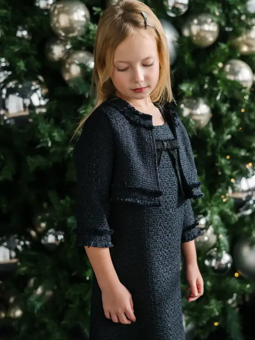 Teter Warm® Moon Navy Blue Tweed Jacket for Girls AF61