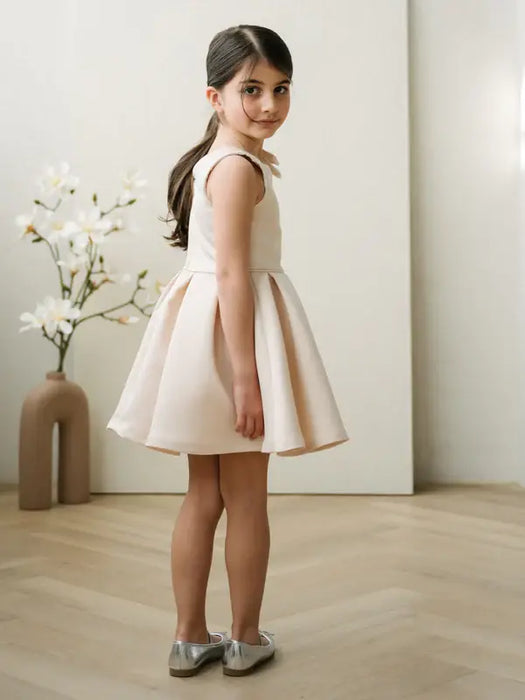 Teter Warm® Rosewood Beige Party Dress with One-Shoulder Bow CP03