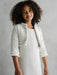 Teter Warm Sakura Girls Tweed Cropped Jacket worn by a girl standing against a plain background.