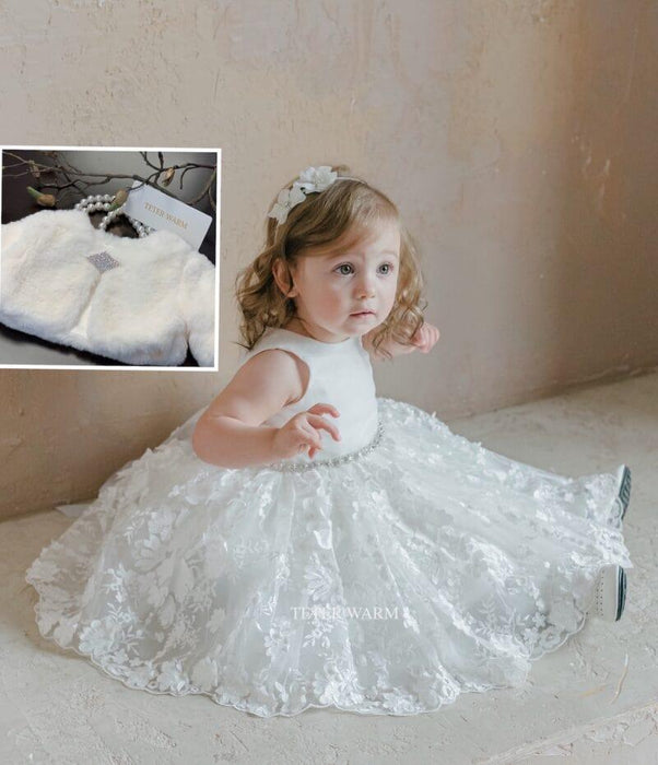 Teter Warm - Teter Warm Baby Girls Baptism Off White Dress B108